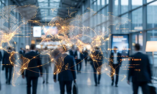 Verschiedene Business Leute aller Nationen auf einer Messe.