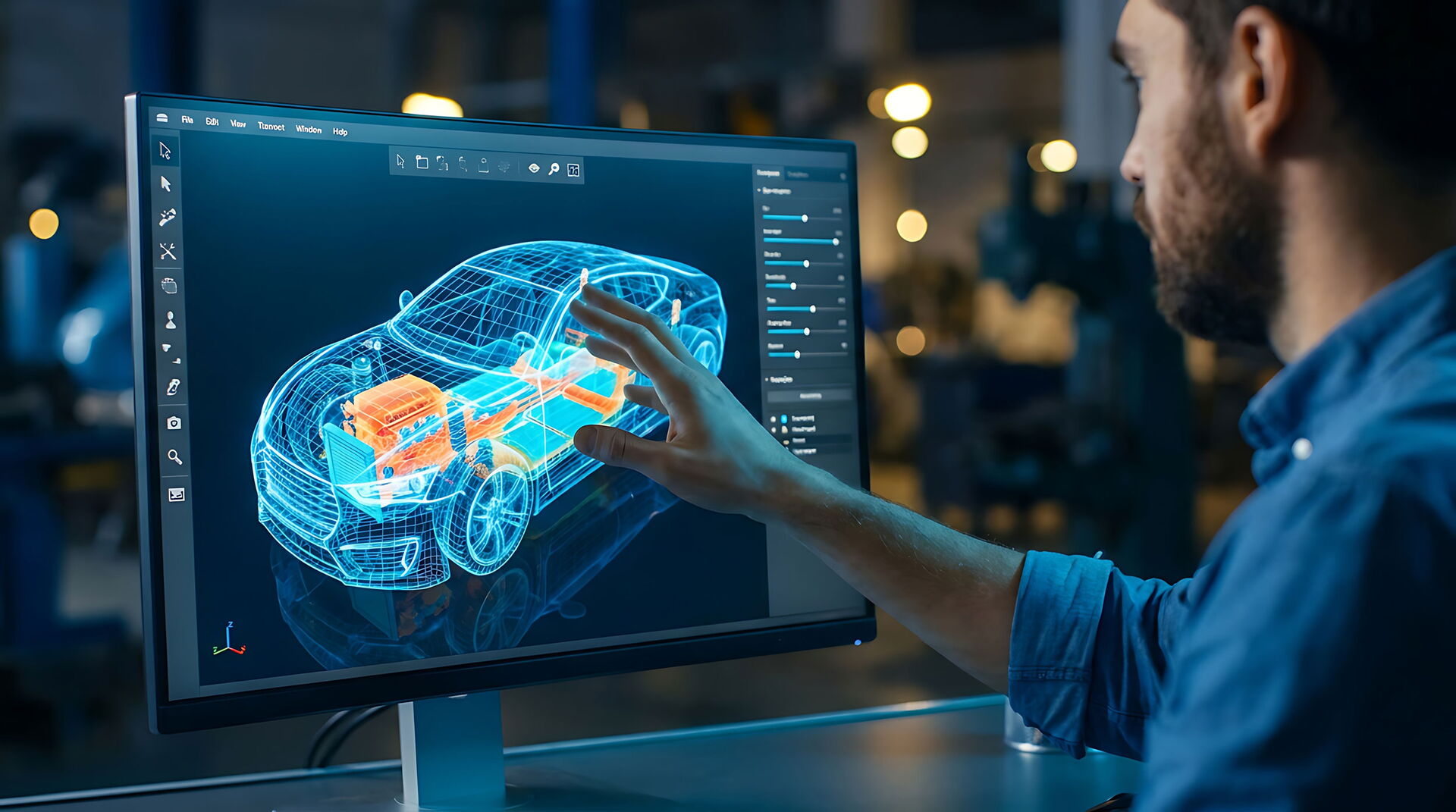 Ein Mitarbeiter aus dem Automotive-Sektor am PC bei der Arbeit