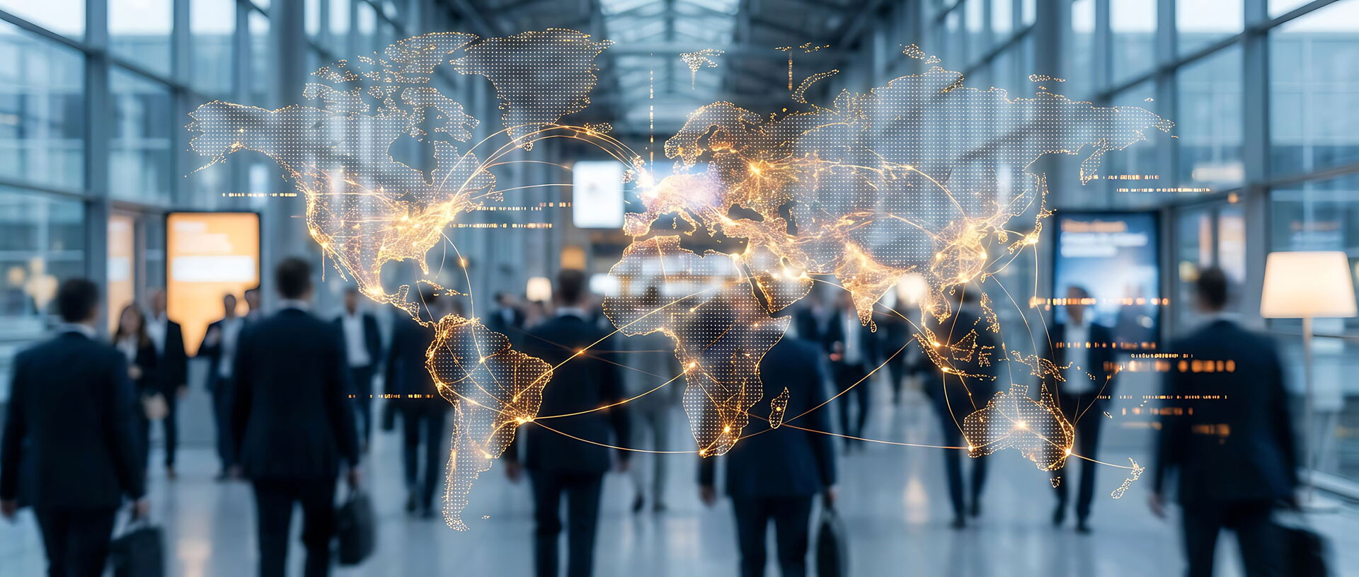 Verschiedene Business Leute aller Nationen auf einer Messe.