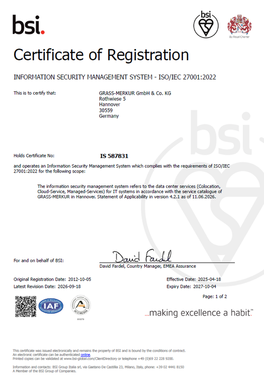 ISO/IEC 27017 Certificate - ISMS Management System 2026 - GRASS-MERKUR