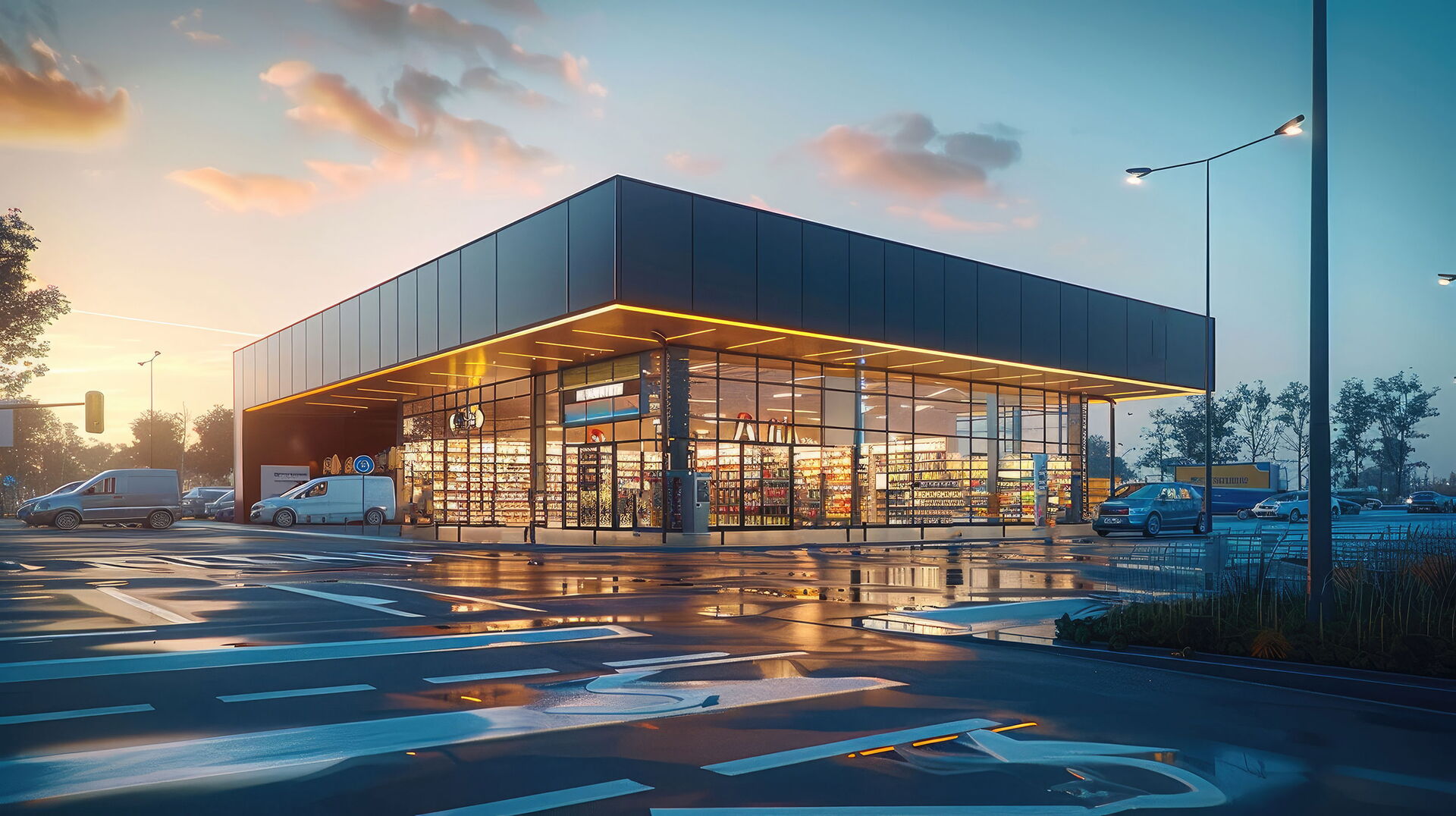 Außenansicht eines Supermarktes