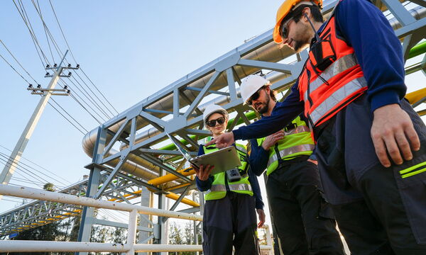 Ein Energieversorger mit seinen Team bei der Arbeit.